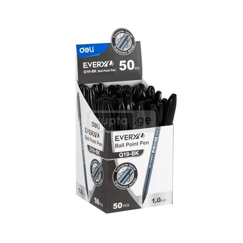 DELI-დელი შავი კალამი 1,0მმ წვერით Q19-BK 1*25ც